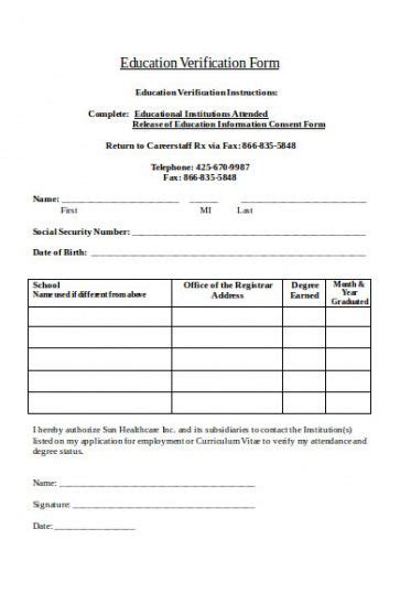 Employment Verification Release Form Template