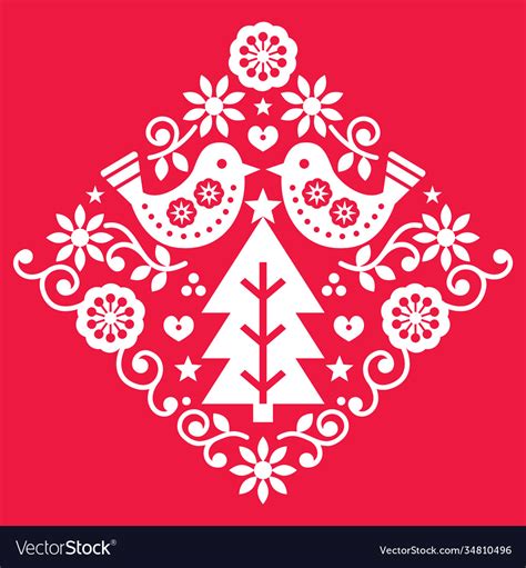 Christmas Scandinavian Folk Art Pattern Royalty Free Vector