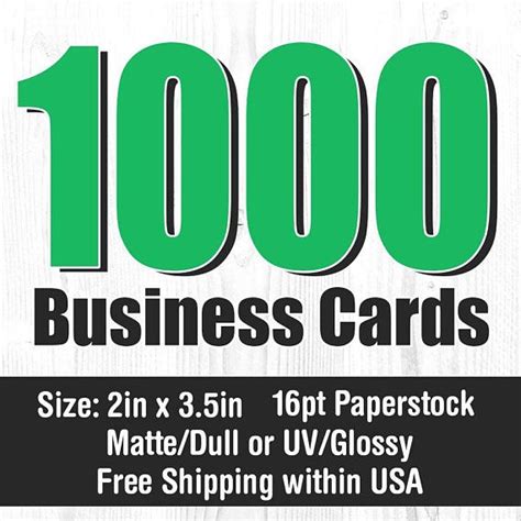 Printed 1000 Business Cards With Uv Or Matte Finish 16 Paperstock