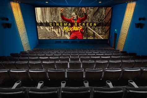 Free Cinema Movie Theater Hall Screen Mockup PSD | Designbolts