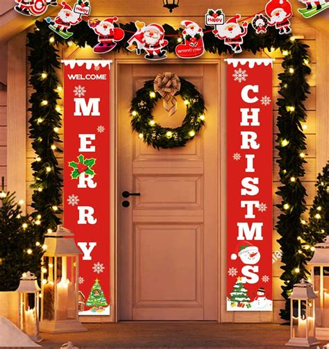 Amazon.com : Idefair Merry Christmas Banners, New Year Outdoor Indoor Christmas Decorations 