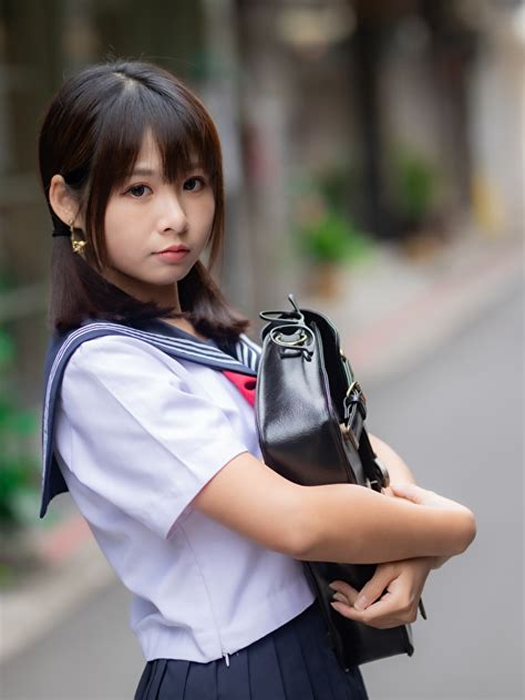 Wallpaper Schoolgirls Brunette Girl Bokeh Young Woman Asian 600x800