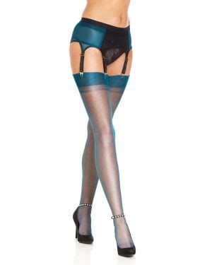 Teal Tease Fully Fashioned New Orleans Stockings Gio Stockings