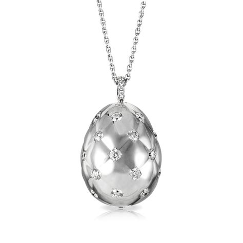 Oeuf Treillage Empereur Diamants Or Blanc FabergÉ Egg Pendant FabergÉcom Royal Jewelry