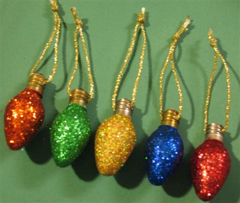 Glittered Vintage Christmas Light Bulb Ornaments 998 Via Etsy