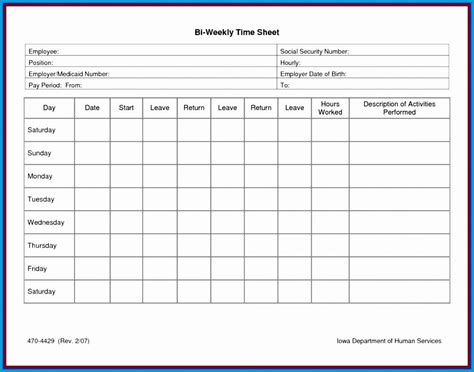 Weekly Timesheet Template For Multiple Employees Template 1 Resume