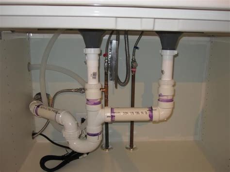 How to replace a kitchen sink and faucet. No p-trap for new shower, contractor says OK | Double sink ...