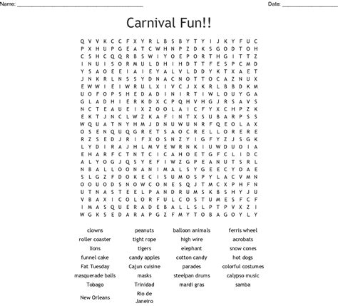 Carnival Fun Word Search Wordmint Word Search Printable