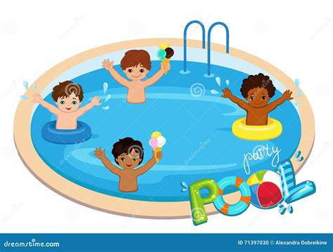 Pool Party For Boys Vector Illustration Stock Vector Illustration
