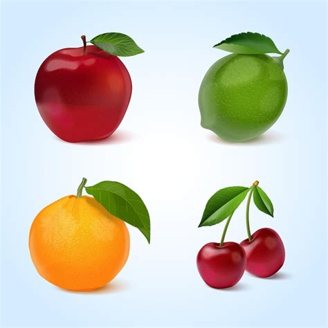 Realistic Fruits Collection Free Vector
