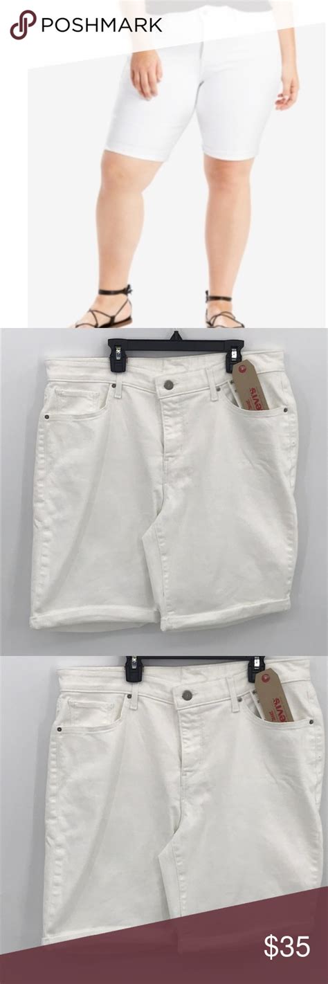 Levis Shaping White Bermuda Shorts Plus Size 18w Features Bermuda Style Denim Solid White