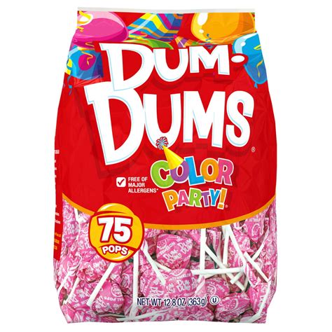 Dum Dums Color Party Lollipops Hot Pink Watermelon Flavor 128 Oz