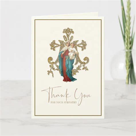 Jesus Mary Catholic Funeral Condolence Thank You Card Zazzle