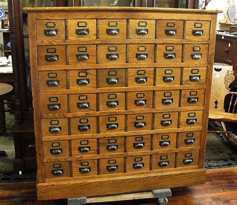 Oak Library Card File With 48 Drawers From Breadandbutter On Ruby Lane