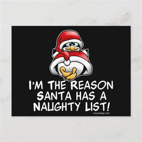 christmas santa s naughty list holiday postcard zazzle