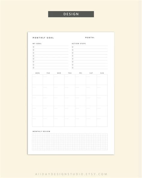 Monthly Goal Progress Tracker Monthly Review Monthly Etsy Monthly