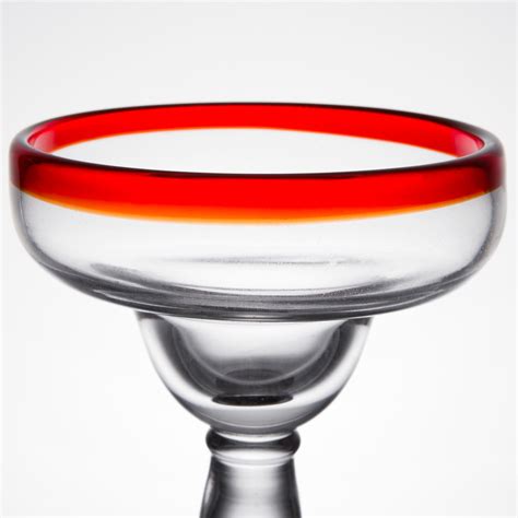 Libbey 92308r Aruba 12 Oz Margarita Glass With Red Rim And Base 12 Case