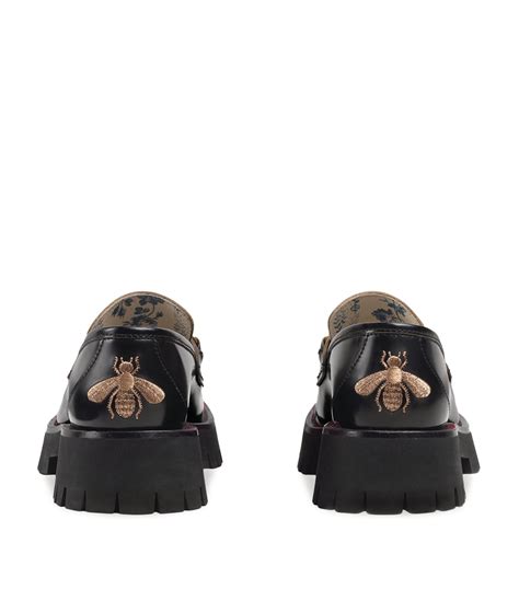 Womens Gucci Black Leather Lug Sole Horsebit Loafers Harrods Uk
