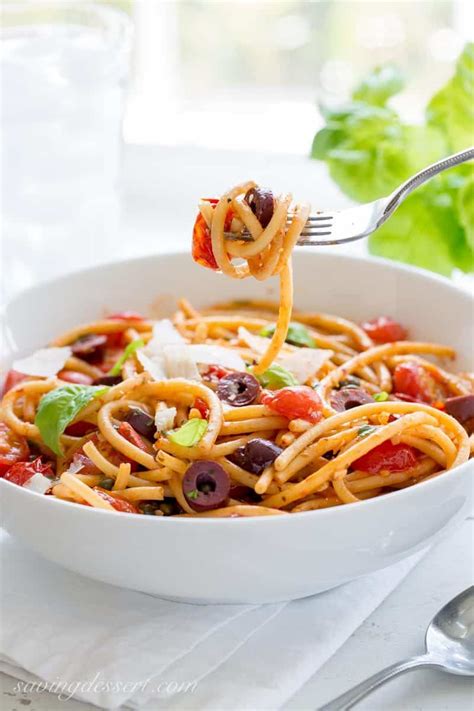 Bucatini Puttanesca Spicy One Pot Pasta Saving Room For Dessert