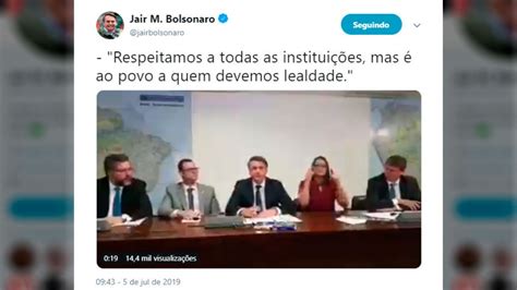 Bolsonaro Respeitamos a todas as instituições mas é ao povo a quem