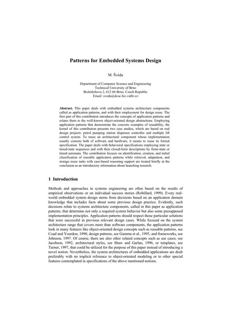 (PDF) Patterns for Embedded Systems Design