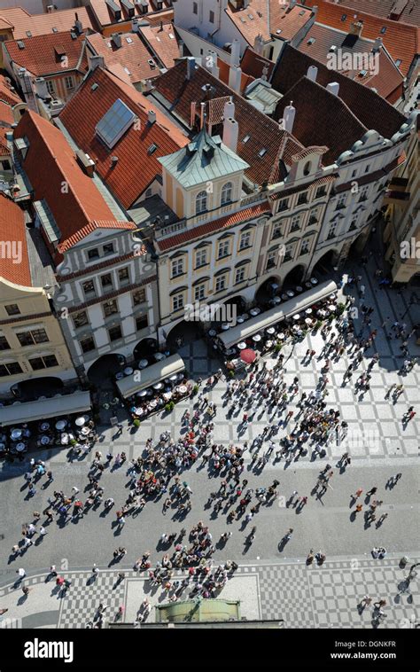 Aerial View Of Historical Part Of Prague Old Town Square Hi Res Stock