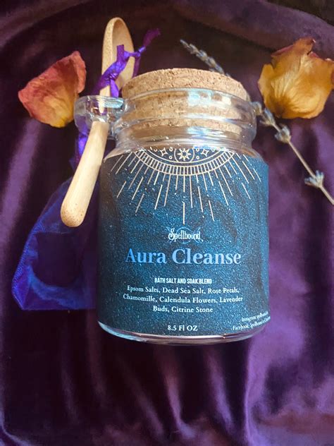 Aura Cleanse 85 Oz Ritual Bath Salt Soak Sachet And Stone Etsy