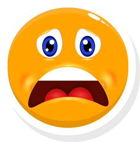 Isolated Sticker Of Scared Face Cartoon Emoji Vector Art At
