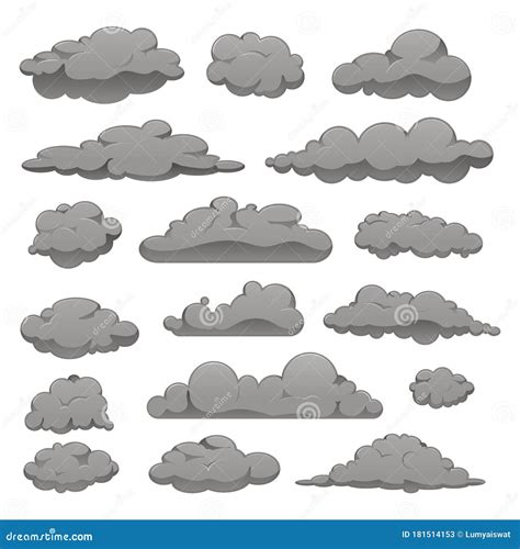 Conjunto De Nubes Grises De Diferentes Formas Vectorial Ilustración Del