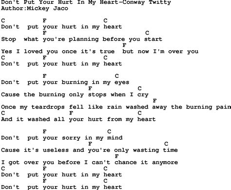 Country Music:Don't Put Your Hurt In My Heart-Conway Twitty Lyrics and