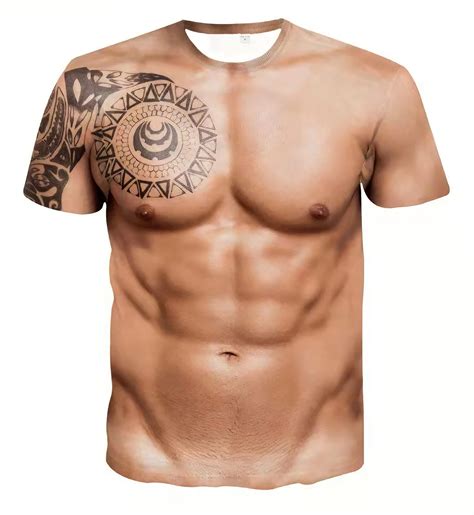 Sasens Fashion 3d Muscle Printed Men S Short Sleeve T Shirt Casual Funny Pattern Men S Short