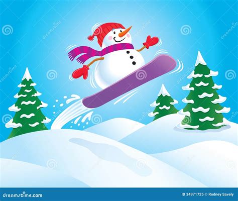 Snowboarding Snowman Royalty Free Stock Photo Image 34971725