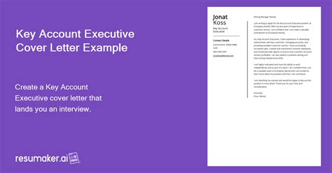 Key Account Executive Cover Letter Job Description Sample Guide