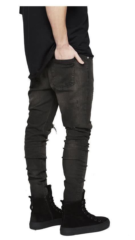 Mens Black Stacked Distressed Ripped Jeans Rippedjeans Official Site