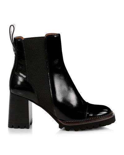 See By Chloé Mallory Lug Sole Leather Chelsea Boots In Nero Black Lyst
