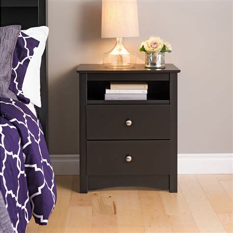 Prepac Tall 2 Drawer Nightstand Black Nightstand Bedroom Furniture