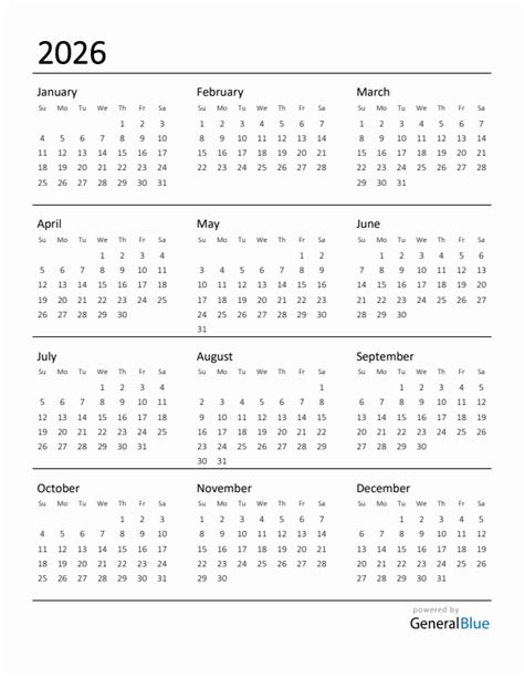 Free 2026 Calendars In Pdf Word Excel