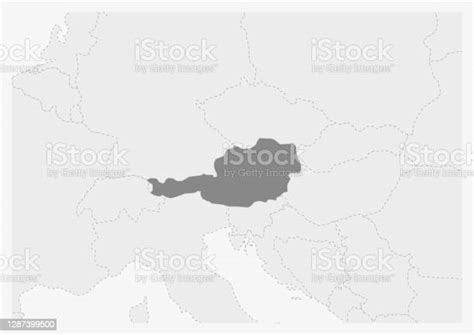 Map Of Europe With Highlighted Austria Map Stock Illustration