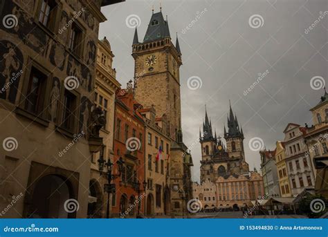 Czech Republic Prague Gothic Old Town Hall Tower With Astronomical