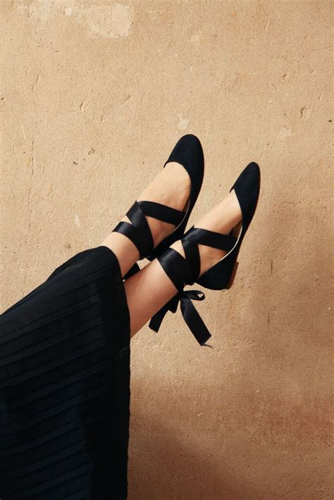 Black Nubuck Ballet Flats Shoes With Ribbons Ballerina Style Etsy
