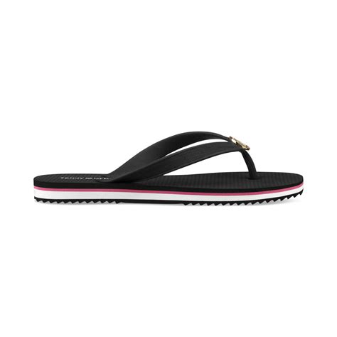 Lyst Tommy Hilfiger Womens Rosewood Flip Flops In Black