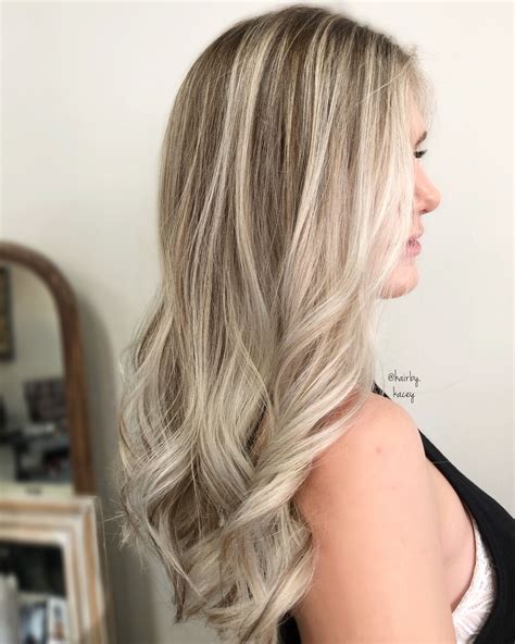 Platinum Blonde Blonde Balayage Balayage Lob Cabello Rubio Dorado Balayage