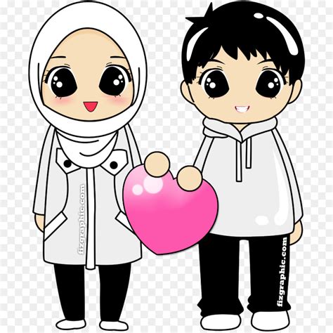 23 Gambar Anime Hijab Couple Terpisah Gambaran