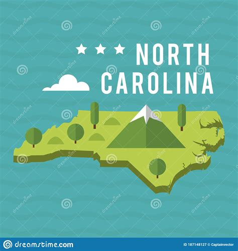 Map Of North Carolina State Vector Illustration Decorative Design