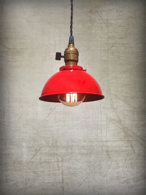 Ceiling Pendant Light Red Rustic Metal Hanging Loft Lamp