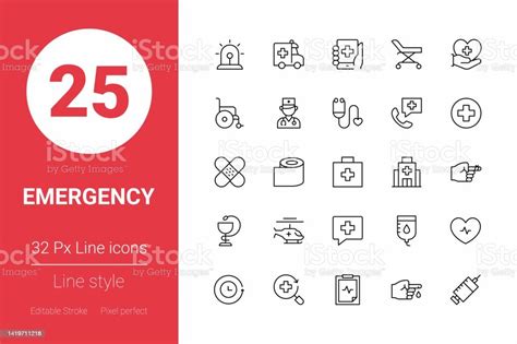 Emergency Thin Line Icons Editable Stroke Pixel Perfect For Mobile And