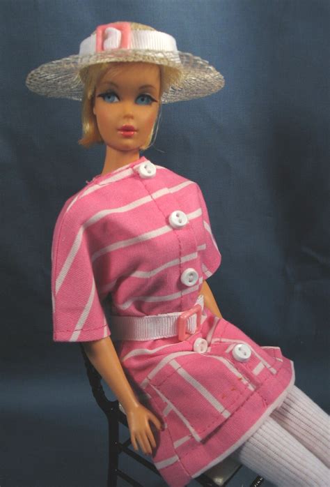 Barbie Clothes Pink Striped Mini Dress And Hat Set Etsy