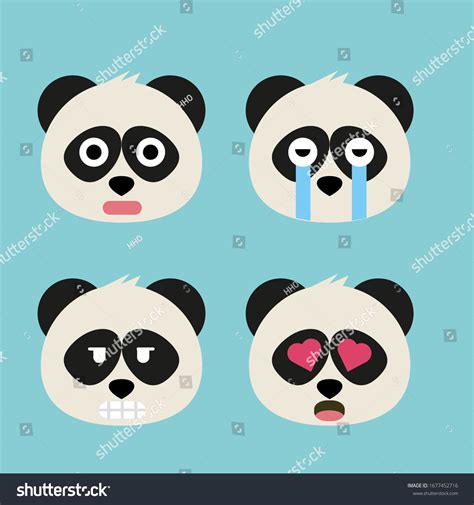 Set Adorable Cartoon Pandas Various Emotions Stock Vector Royalty Free