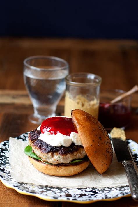 Herbed Turkey Burgers With Goat Cheese And Cranberry Sauce