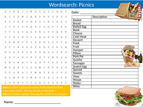 Picnics 2 Wordsearch Sheet Starter Activity Keywords Cover Homework